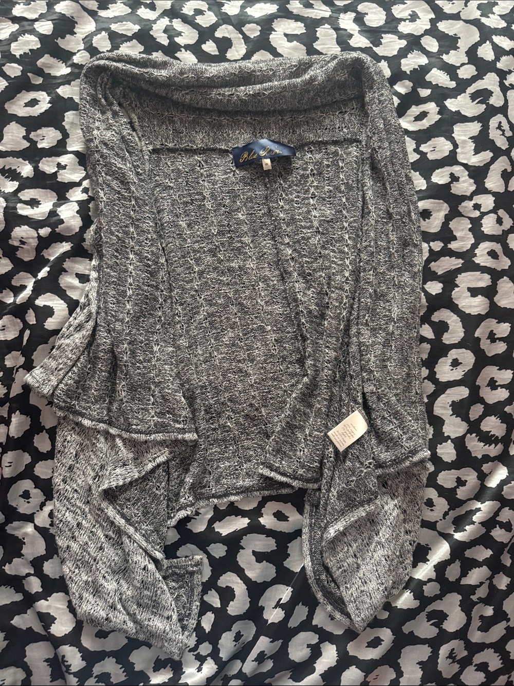 Blue rain gray Marled Open-Front Cardigan